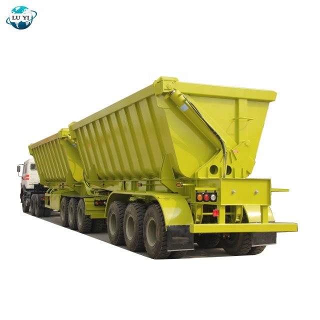 Used Low Price 3 Axle Double Box Side Tipper Semi Trailer for Africa Market